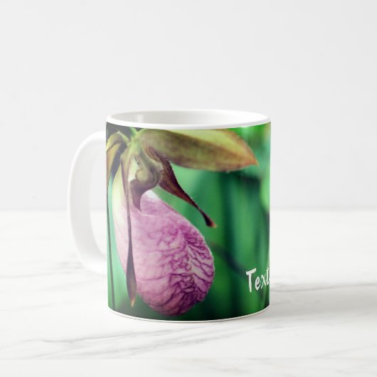 Mug Pink Ladyslipper Flowers Personalized (Devant gauche)