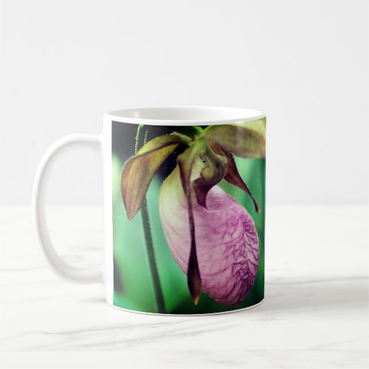 Mug Pink Ladyslipper Flowers Personalized (Gauche)