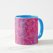 Mug PINK LILAC TURQUOISE SAKURA FLEURS Floral japonais (Devant droit)