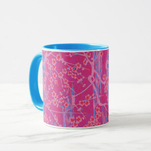 Mug PINK LILAC TURQUOISE SAKURA FLEURS Floral japonais