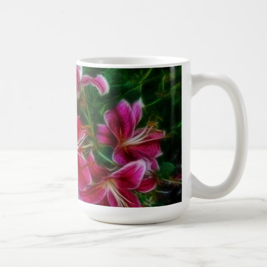 Mug Pink Lilies Impressionniste Floral Peinture Art (Droite)