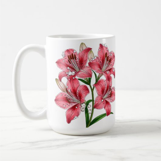 Mug Pink Lily Bouquet (Gauche)