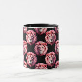 Mug Pink Lion Head Animal Pattern Design - Black  (Centre)