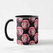 Mug Pink Lion Head Animal Pattern Design - Black  (Gauche)
