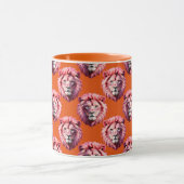 Mug Pink Lion Head Animal Pattern Design Orange (Centre)