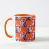 Mug Pink Lion Head Animal Pattern Design Orange (Gauche)