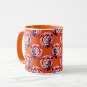 Mug Pink Lion Head Animal Pattern Design Orange (Devant gauche)