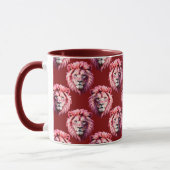 Mug Pink Lion Head Animal Pattern Design Red  (Gauche)