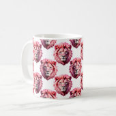 Mug Pink Lion Head Animal Pattern Design White (Devant gauche)