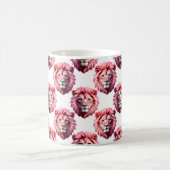 Mug Pink Lion Head Animal Pattern Design White (Centre)