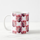 Mug Pink Lion Head Animal Pattern Design White (Gauche)