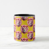 Mug Pink Lion Head Animal Pattern Design Yellow (Centre)
