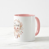 Mug Pink Love Boho Floral Feathers Dream Catcher (Devant droit)