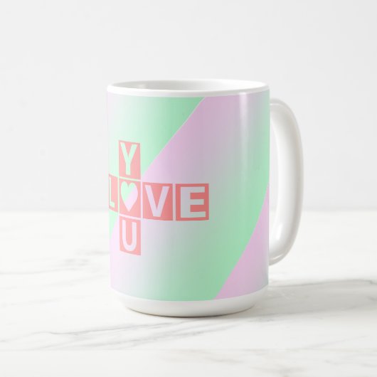 Mug Pink Love cross-word Pastel Valentine Day (Devant droit)