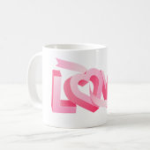 Mug Pink Love Heart Ribbon (Devant gauche)