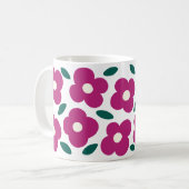 Mug Pink Magenta Abstrait Motif de fleurs rétro (Devant gauche)