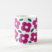Mug Pink Magenta Abstrait Motif de fleurs rétro (Centre)
