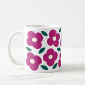 Mug Pink Magenta Abstrait Motif de fleurs rétro (Gauche)