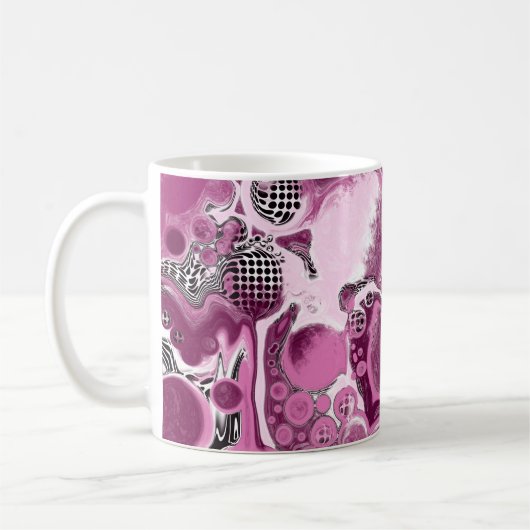 Mug Pink, Magenta et Black Fluid Art Pour Peinture (Gauche)