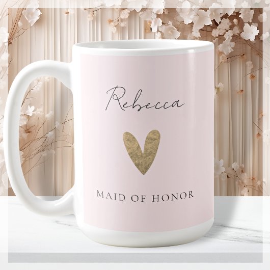 Mug Pink Maid of Honor Heart Script moderne
