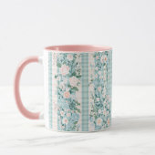 Mug Pink Mint Green Floral En vichy Grand Millennial (Gauche)
