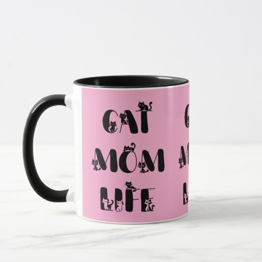Mug Pink Modern Chat Maman Vie Mère mignonne Fête des  (Gauche)