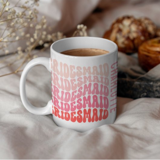 Mug Pink moderne girly rétro 60's simple demoiselle