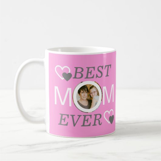 Mug Pink Mothers Day Keepsaké Best Mom Photo (Gauche)