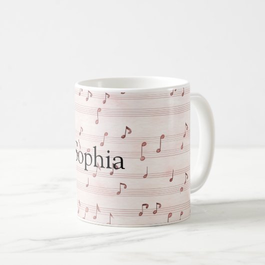 Mug Pink Music Notes Sheet (Devant droit)