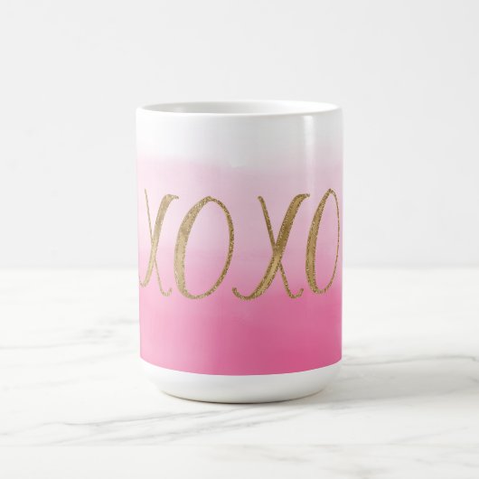Mug Pink Ombre Aquarelle Or Glitzy Glam XOXO (Centre)