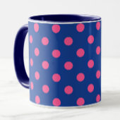 Mug Pink On Blue Polka Dots Pattern Design
