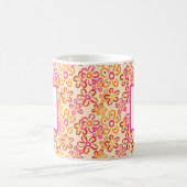 Mug Pink Orange Retro Daisy Flowers Initial Monogram (Centre)