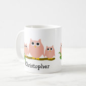 Mug Pink Owls Design Personalised (Devant gauche)