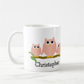 Mug Pink Owls Design Personalised (Gauche)