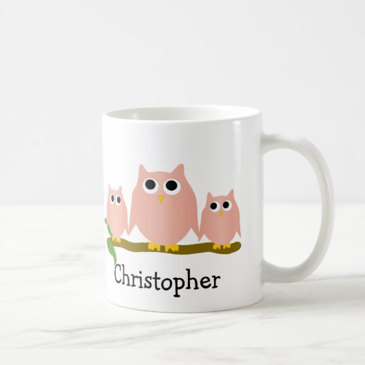 Mug Pink Owls Design Personalised (Droite)