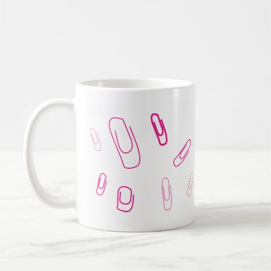 Mug pink paper clip retro design  (Gauche)