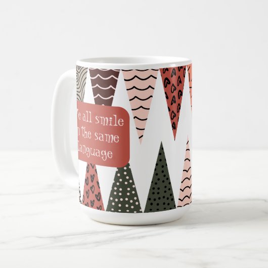 Mug Pink Patchwork Flag Doodle Patterns Love Phrase  (Devant gauche)