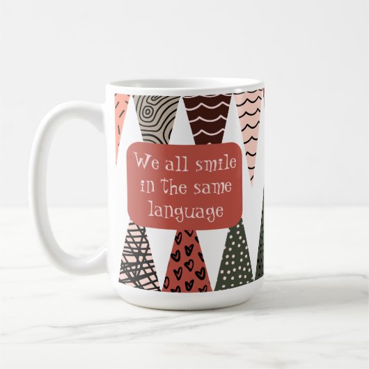 Mug Pink Patchwork Flag Doodle Patterns Love Phrase  (Gauche)
