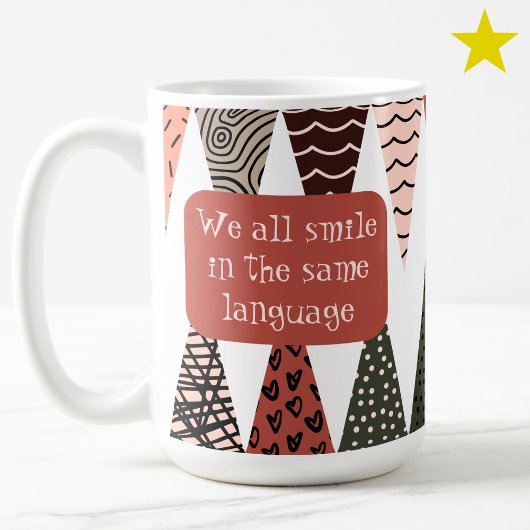 Mug Pink Patchwork Flag Doodle Patterns Love Phrase 