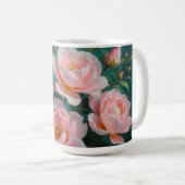 Mug Pink Peonies Artwork on Emerald Green (Devant droit)