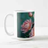 Mug Pink Peonies Artwork on Emerald Green (Gauche)