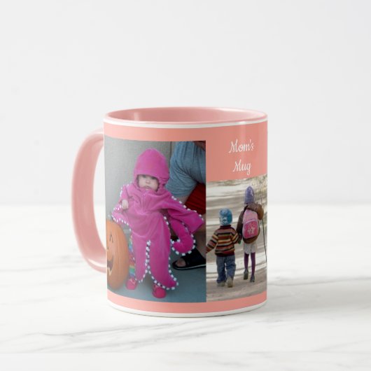 Mug Pink Personnaliser 3 MODÈLE PHOTO Maman Café cadea (Devant gauche)
