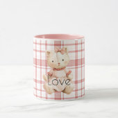 Mug Pink Plaid Stripes Cat (Centre)