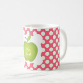 Mug Pink Polka Dot Green Apple Enseignant (Devant droit)