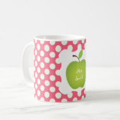Mug Pink Polka Dot Green Apple Enseignant (Devant gauche)