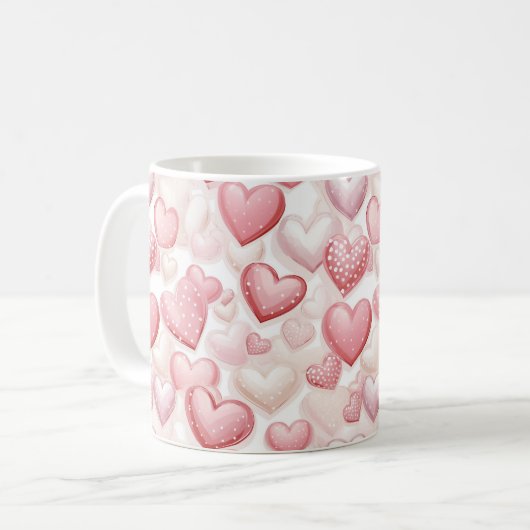Mug Pink Polka Dot Heart Pattern (Devant gauche)