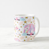 Mug Pink Purple Gold Star Unicorne Nom Monogramme (Devant droit)