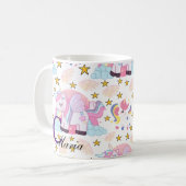 Mug Pink Purple Gold Star Unicorne Nom Monogramme (Devant gauche)