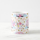 Mug Pink Purple Gold Star Unicorne Nom Monogramme (Centre)