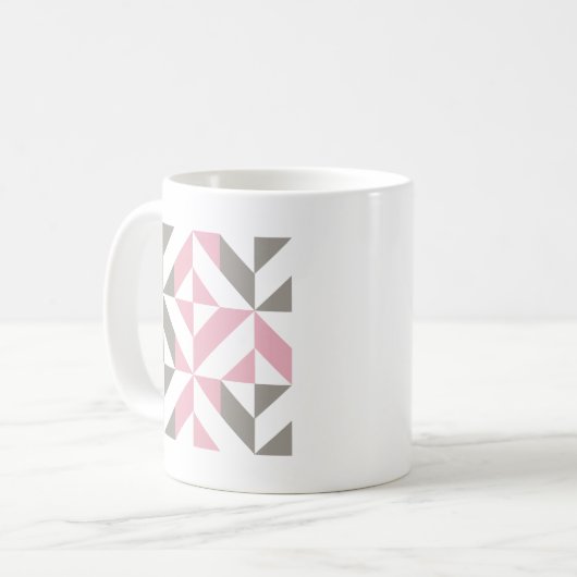 Mug Pink Raspberry and Silver Geometric ZigZag (Devant gauche)